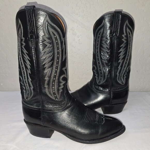 Lucchese 2000 Boots Men's 11 D Black Italian Kangaroo Western Cowboy T3010 R4 - Picture 2 of 13